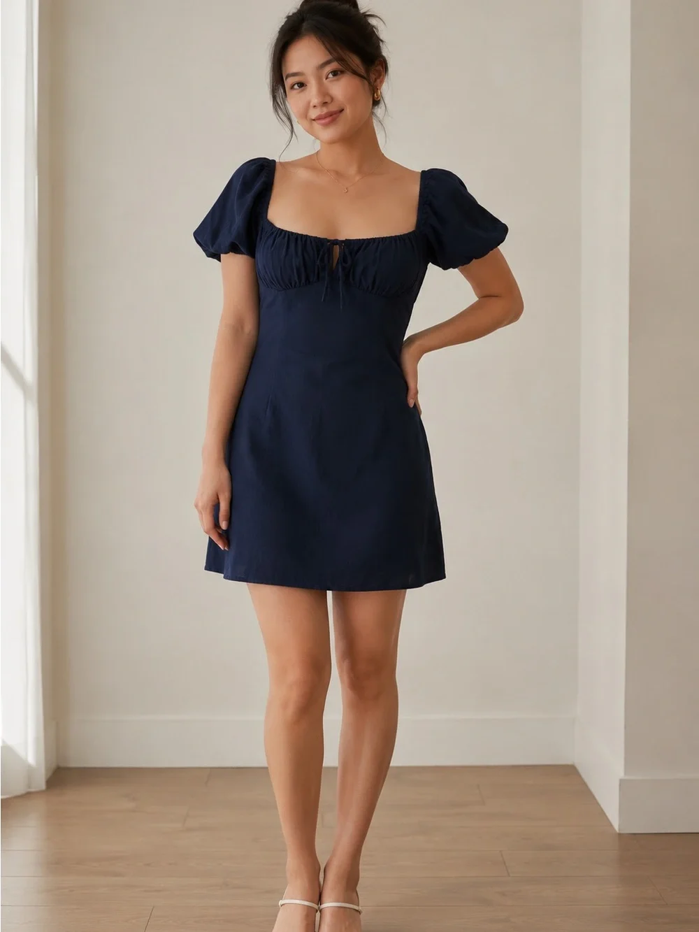 Sunday Best | Dresses | Sunday Best Aritzia Navy Blue Puff Sleeve Mini Dress  Xs | Poshmark